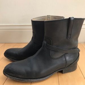 Frye ankle harness boot, black leather